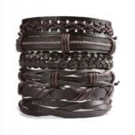 Bransoleta męska Brązowa pleciona skórzana