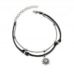 Bransoletka srebrna na nogę kostkę 2w1 Słońce