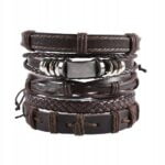 Bransoleta męska Brązowa pleciona skórzana