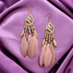 Kolczyki złote łapacze snów piórka boho orient Kolczyki złote łapacze snów piórka boho orient