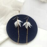 Kolczyki wiszące listki kwiatki cyrkonie boho