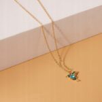 Naszyjnik Łańcuszek Złoty Koliber Ptak Cyrkonie