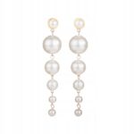 Kolczyki złote perły wiszące sztyfty