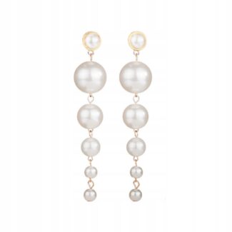 Kolczyki złote perły wiszące sztyfty
