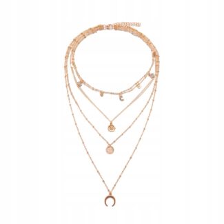 Naszyjnik Łańcuszek Złoty 4w1 Księżyc Słońce