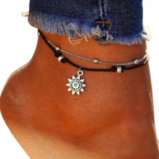 Bransoletka srebrna na nogę kostkę 2w1 Słońce
