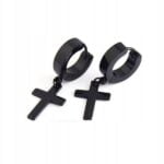 Kolczyki czarny krzyże katolickie damskie męskie