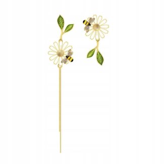 Kolczyki złote stokrotki pszczółki cyrkonie