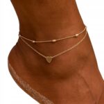 Bransoletka złota 2w1 na nogę kostkę Serce