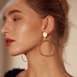 Kolczyki złote wiszące koła kółka sztyfty Kolczyki złote wiszące koła kółka sztyfty