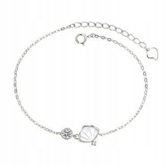 Bransoletka SREBRO próby 925 Muszla Cyrkonia