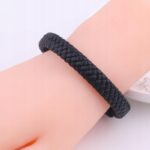 Bransoletka męska czarna skóra pleciona