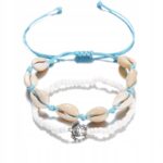 Bransoletka srebrna na nogę kostkę 2w1 Muszla Żółw