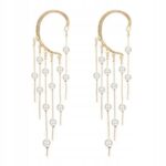 Kolczyki złote nauszne perły Kolczyki złote nauszne perły