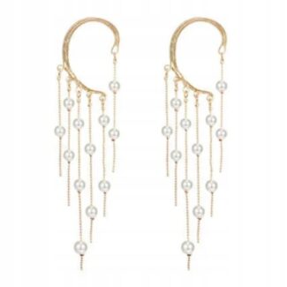 Kolczyk srebrny nauszny listki cyrkonie