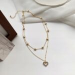 Naszyjnik Łańcuszek Złoty 2w1 Serce Cyrkonie