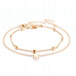 Bransoletka złota 2w1 na nogę kostkę Serce