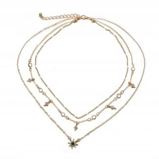 Naszyjnik Łańcuszek Złoty 3w1 Gwiazda Cyrkonie