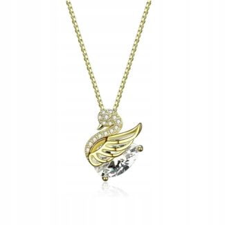 Naszyjnik Wisiorek Srebro 925 Złoty Łabędź Naszyjnik Wisiorek Srebro 925 Złoty Łabędź