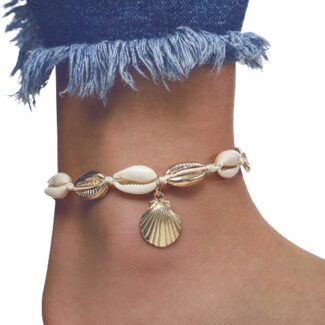 Bransoletka srebrna na nogę kostkę Muszla