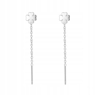 Kolczyki Srebro 925 Łańcuszki Koniczynki