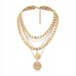 Naszyjnik Łańcuszek Złoty gruby 5w1 Monety