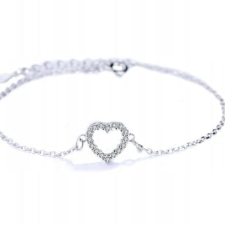 Bransoletka SREBRO próby 925 Serce cyrkonie