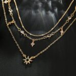 Naszyjnik Łańcuszek Złoty 3w1 Gwiazda Cyrkonie