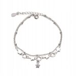 Bransoletka SREBRO próby 925 podwójna Gwiazdki