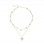 Naszyjnik Łańcuszek Złoty 2w1 Serce Cyrkonie