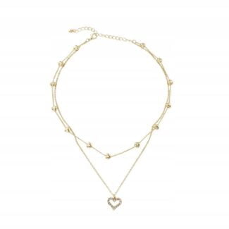Naszyjnik Łańcuszek Złoty 2w1 Serce Cyrkonie