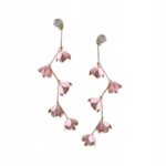 Kolczyki różowe kwiatek kwiaty cyrkonie sztyft