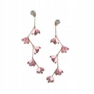 Kolczyki różowe kwiatek kwiaty cyrkonie sztyft