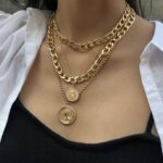 Naszyjnik Łańcuszek Złoty gruby 5w1 Monety