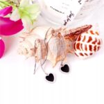 Kolczyki złote wiszące serca sztyfty łańcuszek