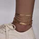 Bransoletka złota 5w1 na nogę kostkę