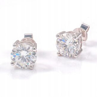 Kolczyki srebrne błyszczące białe cyrkonie Kolczyki srebrne błyszczące białe cyrkonie