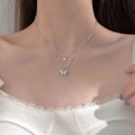 Naszyjnik Łańcuszek Srebrny 2w1 Motyl Cyrkonie Naszyjnik Łańcuszek Srebrny 2w1 Motyl Cyrkonie