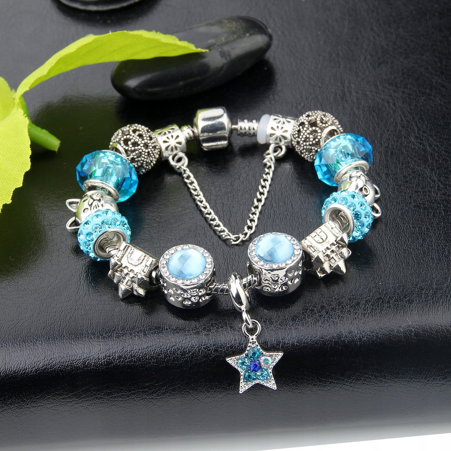 Bransoletka modułowa Charms Beads Błękitna 20 cm Bransoletka modułowa Charms Beads Błękitna 20 cm