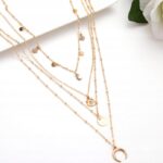 Naszyjnik Łańcuszek Złoty 4w1 Księżyc Słońce