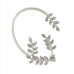 Kolczyk srebrny nauszny listki cyrkonie