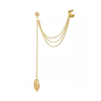 Kolczyk złoty nauszny księżyc gwiazdki łańcuszek