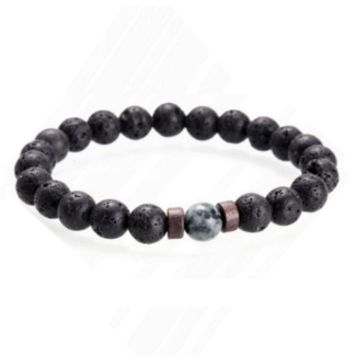 Bransoletka męska czarna korale kamień onyks