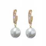 Kolczyki złote białe perły sztyfty