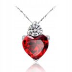 Naszyjnik Wisiorek Srebro 925 Czerwone Serce