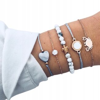 Zestaw bransoletka łańcuszek serce krab żółw Zestaw bransoletka łańcuszek serce krab żółw