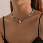 Naszyjnik Łańcuszek Złoty Tyrkusowy Muszla Korale