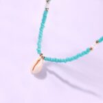 Naszyjnik Łańcuszek Złoty Tyrkusowy Muszla Korale