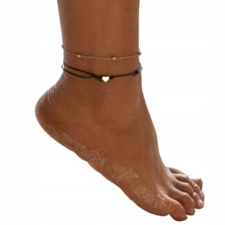 Bransoletka srebrna na nogę kostkę 2w1 Serce