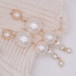 Kolczyki złote perły wiszące sztyfty